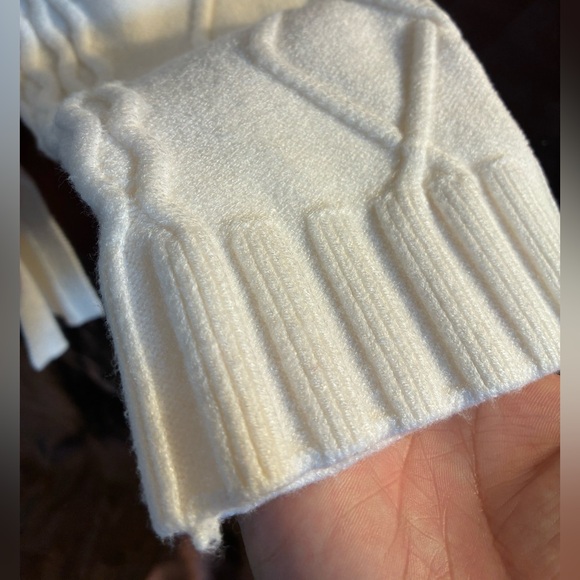 Cyrus of New York Cream mock neck chunky cable knit pullover sweater size XL - Picture 4 of 16